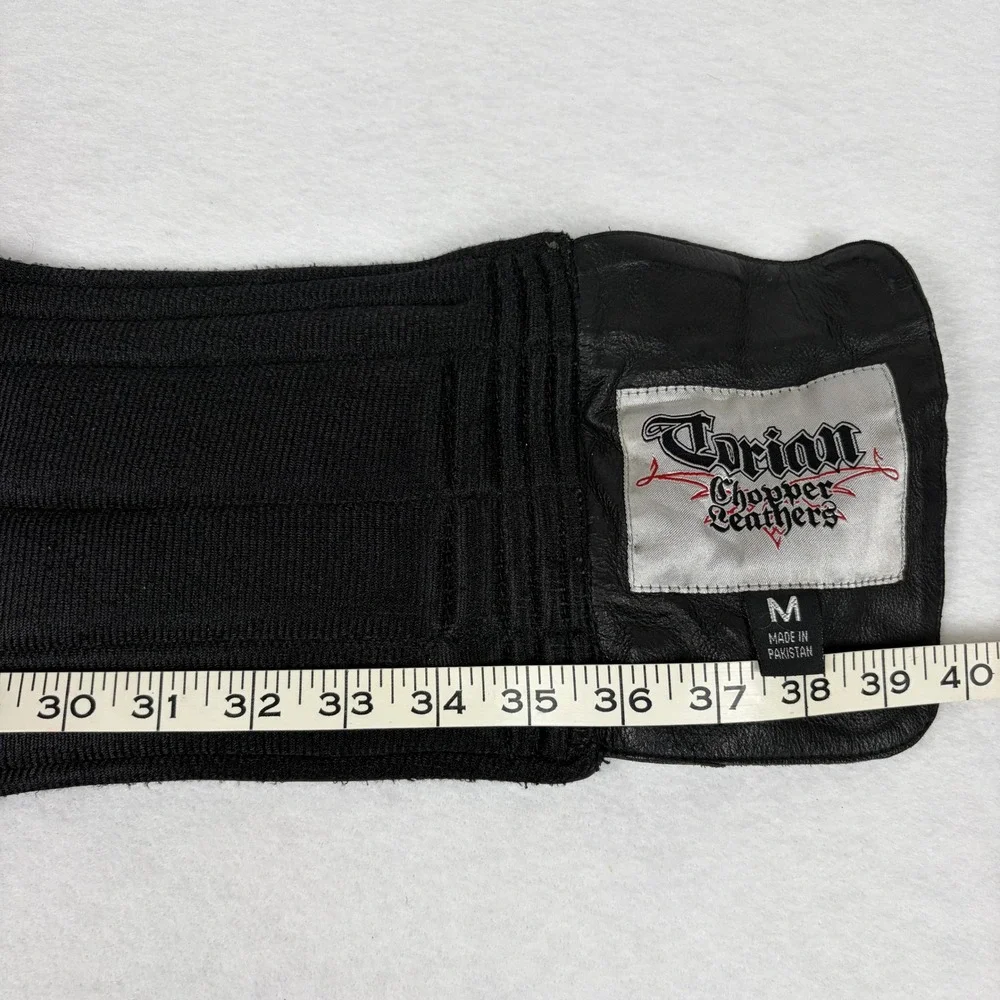 Torian Chopper Leathers Mens Black Leather Kidney Belt Utility Pockets Size M